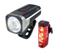 Sigma Aura 120 + Hiro 50 Link Kit d'éclairage de vélo Conforme à la StVZO | Avec fonction LINK | Feu arrière avec feu stop et feu stop d'urgence | Feu avant avec mode Auto