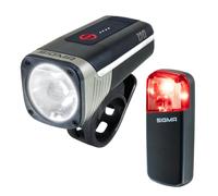 Sigma Aura 120 + RECO 80 Link - Kit d'éclairage Conforme à la StVZO avec | Avec connectivité gauche | Feu arrière radar avec fonction feu stop et feu de frein d'urgence | Feu avant avec ajustement