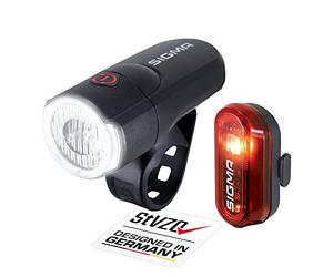 SIGMA Aura 30 & Curve | Kit d'éclairage vélo à Piles | Montage sans Outil | Protection Contre Les Projections d'eau | Eclairage vélo Avant + arrière