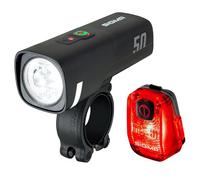 SIGMA Kit d'éclairage vélo LED Aura 50/ Hiro 10 | Feu Avant et feu arrière à Piles Rechargeables | Kit d'éclairage Rechargeable et résistant aux intempéries avec USB-C