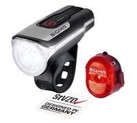 SIGMA Kit d'éclairage vélo LED Aura 80 & Nugget II | Feux avant et arrière à batterie | Kit d'éclairage pour vélo résistant aux éclaboussures