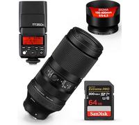 Sigma Objectif contemporain 100-400 mm f/5-6.3 DG DN OS pour Sony E | Objectif à monture E/format plein cadre, quatre éléments SLD, stabilisation d'image OS, flash Godox TT350S, carte mémoire Extreme