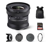 Sigma Objectif contemporain F2.8 DC DN 10-18 mm pour Sony E | Zoom ultra grand angle avec filtre de protection UV Tiffen 67 mm, sac à dos Waith et carte mémoire Extreme PRO UHS-I SDXC 64 Go (lot