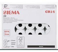 SIGMA Rouleaux de Caisse Thermiques CR14, 57 mm x 18 m, Sans BPA, Lot de 20