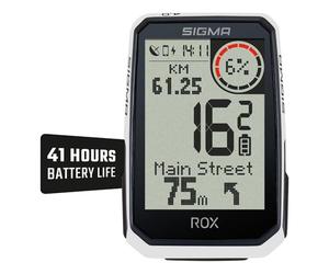 SIGMA ROX 4.0 Endurance White HR Set |GPS y Compris cardiofréquencemètre et OVERCLAMP Butler | 41 Heures d'autonomie de la Batterie | Compatible avec Les E-Bikes | 30 Fonctions comme l'altimétrie