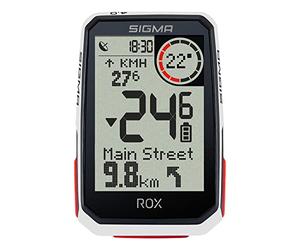 Sigma ROX 4.0 White HR Set Ordinateur De Vélo sans Fil, avec GPS Et Navigation, avec Cardiofréquencemètre, Navigation De Plein Air par GPS avec Mesure D’Altitude, Blanc