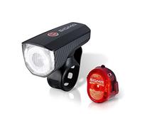 Sigma Sport Lumière à LED pour vélo avec Batterie de Aura 40 USB/Nugget II Set, Lampe de vélo Rechargeable de 40 LUX + feu arrière, StVZO approuvé, Noir