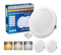 SIGMALED LIGHTING, 2 Spots LED Encastrables 18W 1850 lm, 3 Couleurs 3000K 4000K 6000K, IP44 Salle de Bain, Spot Plafond Placo, Intérieur & Extérieur couvert, Ultra Plats, Découpe Ø187-210mm, 220-240V