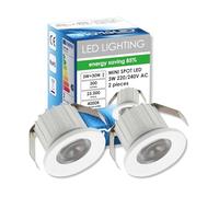 Sigmaled Lighting, 2x Mini Spot LED Encastrable 3W Dimmable 4000K Blanc Neutre, Rond Aluminium, Ø35x25mm Trou 30mm Faisceau 30°, Plafond Meuble Escalier, 220-240V Direct, 1 boite de 2 pcs