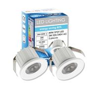 Sigmaled Lighting, 2x Mini Spot LED Encastrable 3W Dimmable 6000K Blanc Froid, Rond Aluminium, Ø35x25mm Trou 30mm Faisceau 30°, Plafond Meuble Escalier, 220-240V Direct, 1 boite de 2 pcs