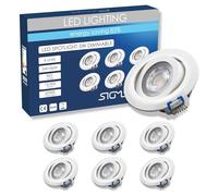 Sigmaled Lighting, 6 Spots LED Encastrables, 5W dimmable, 450 lm, lumière Froide 6000K, SPOT LED de Plafond Orientable, Extra Plat, Gradable, cuisine, salon, intérieur, 220V 230V, trou Ø 70-80 mm