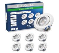 Sigmaled Lighting, 6 Spots LED Encastrables, 5W dimmable, 450 lm, lumière Neutre 4000K, SPOT LED de Plafond Orientable, Extra Plat, Gradable, cuisine, salon, intérieur, 220V 230V, trou Ø 70-80 mm
