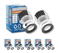 Sigmaled lighting, Mini Spots LED Encastrables en Aluminium 3W Dimmables, IP54 Intérieur/Extérieur, 3000K Blanc Chaud, 300 lm, 220V-230V, 3 Finitions Blanc/Chrome/Noir, Lot de 10 (5 boîtes de 2)