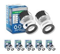 Sigmaled lighting, Mini Spots LED Encastrables en Aluminium 3W Dimmables, IP54 Intérieur/Extérieur, 4000K Blanc Neutre, 300 lm, 220V-230V, 3 Finitions Blanc/Chrome/Noir, Lot de 10 (5 boîtes de 2)