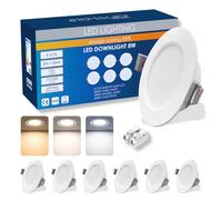 Sigmaled lighting - Spot LED encastrable 8W 720lm, IP44 étanche, Lumière sélectionnable Chaude 3000K Naturelle 4000K Froide 6000K, Trou Ø95-110mm, 220V-230V AC, SPOT LED extra plat, 6 pièces