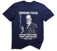 Sigmund Freud Rendant Tout À Propos De Ta Mère Psychologie Drôle T-Shirt (M, Bleu)