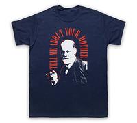Sigmund Freud Tell Me About Your Mother T-Shirt des Hommes, Bleu Fonce, Medium