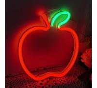 SIGN au néon d'Apple LED pour décoration murale USB ou sign de batterie pour décoration de salon de Noël de fête d'anniversaire (8,3 "* 7,7", rouge + Vert)