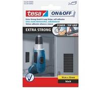 tesa Bandes velcro adhésives extra-fortes – Pack de 2 – 50 mm x 10 cm – Noir