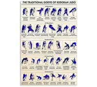 Sign Metal Poster Infographie Sur La Connaissance Du Judo Le Gokyo Traditionnel Du Judo Kodokan Mural Plaque Décorative Vintage Métal Tôle Signe Pour Salon, Café, Restaurant 30x40cm