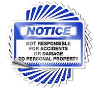 Sign & Notice Not Responsible for Accidents Or Damage Vinyle Art mural Autocollant pour I Saw That - Panneaux de garage pour homme Vintage (8 x 12 cm - 10 pièces)