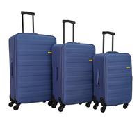 SIGN Valise en tissu à roulettes (bagage à main, moyen-grand) + joint de dilatation de 5 cm, bleu, 3er Set, Mallette en tissu avec joint de dilatation