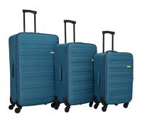 SIGN Valise en tissu à roulettes (bagage à main, moyen-grand) + joint de dilatation de 5 cm, Bleu pastel, 3er Set, Mallette en tissu avec joint de dilatation
