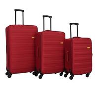 SIGN Valise en tissu à roulettes (bagage à main, moyen-grand) + joint de dilatation de 5 cm, rouge bordeaux, 3er Set, Mallette en tissu avec joint de dilatation