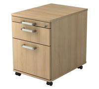 SIGNA AC20 CE - Caisson bureau sur roulettes Chêne poignée chrome métal