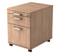 SIGNA AC20 CE - Caisson bureau sur roulettes Noyer poignée chrome métal