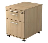 SIGNA AC20 RE - Caisson bureau sur roulettes Chêne poignée de bastingage plastique