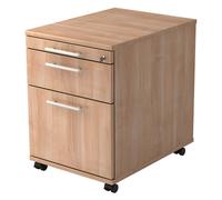 SIGNA AC20 RE - Caisson bureau sur roulettes Noyer poignée de bastingage plastique