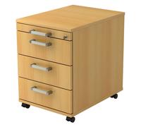 SIGNA AC30 - Caisson bureau sur roulettes poignée chrome métal Hêtre