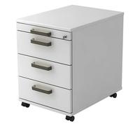 SIGNA AC30 - Caisson bureau sur roulettes poignée striée en plastique Blanc
