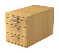 SIGNA TC30 - Caisson bureau sur roulettes poignée chrome métal Hêtre