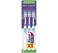 SIGNAL - Brosse à Dents Integral 8 Soin Complet - Action anti-plaque 100% prouvée - Souple - lot de 3