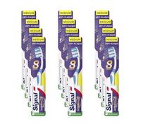 SIGNAL Brosse à Dents Intégrale 8 Soin Complet Medium Lot de 12 | Protection caries, Action anti-plaque, Soin blancheur, Haleine fraîche, Nettoyage interdentaire, Précision