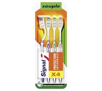 SIGNAL - Brosse à Dents Protection Intégrale - Brosse 100% recyclable fabriquée avec 80% de plastique recyclé - Souple (lot de 4 brosses à dents)