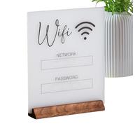 Signal de mot de passe WiFi rustique : base en bois avec panneau acrylique de style ardoise, hôtes de location à court terme Signe | Effacer facilement parfait pour la décoration de la maison, les