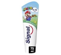SIGNAL Dentifrice Enfant 6-13 ans Menthe Douce Super Mario 75ml | Aide à Prévenir les Caries Pour Dents de Lait et Dents Permanents, Fluor, 0% colorant, Extra Douce, 97% Ingrédients naturels