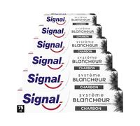 SIGNAL - Dentifrice Système Blancheur Charbon Actif - Des dents plus blanches en 1 semaine - Blancheur naturelle - 95% d'ingrédients d'origine naturelle (lot de 6x75ml)