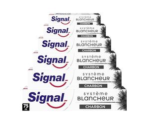 SIGNAL - Dentifrice Système Blancheur Charbon Actif - Des dents plus blanches en 1 semaine - Blancheur naturelle - 95% d'ingrédients d'origine naturelle (lot de 6x75ml)