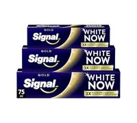 SIGNAL - Dentifrice White Now Gold Blancheur - Des dents 3X plus blanches dès le premier brossage - Blancheur longue durée - Extra Brillance - 94% d'ingrédients d'origine naturelle - (lot de 3x75ml)