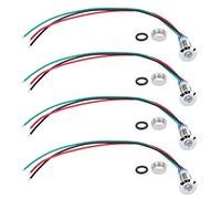 Signal lumineux LED Anode commune étanche en métal 2 couleurs 8 mm 12 24 V 4 ensemble pour équipement de modification de voiture commutateurs de contrôle d'accès de modification (Rouge Vert)