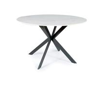 SIGNAL MEBLE Table à Manger Ronde en Céramique Et Métal - 6 Couverts - Blanc/Noir - D 120 X H 76 Cm