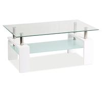 SIGNAL MEBLE Table Basse Double Niveau - Lisa Basic II - 100 X 60 X 55 Cm - Blanc Laqué