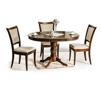 SIGNAL MEBLE Table Extensibles Ronde en Bois MDF - Marron - 6 Couverts - H 75 Cm X D 90 Cm