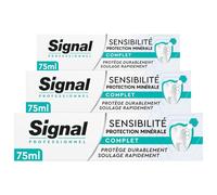 SIGNAL - Professionnel Dentifrice Sensibilité Protection minérale - 88% d’ingrédients d’origine naturelle - Lot de 3x75ml