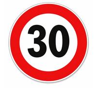 Signal Route Disque D.60 - Limite de Vitesse 30 km/h - Classe 1 Réfléchissant - Panneau circulaire pour zones privées et chantiers navals