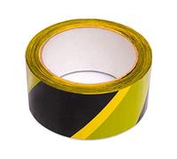 Signal Ruban Adhésif de sécurité pour sol, jaune noir, pour le marquage des zones dangereuses et l'application d'une distance sûre, 48 mm x 33 mètres (150 mikron)